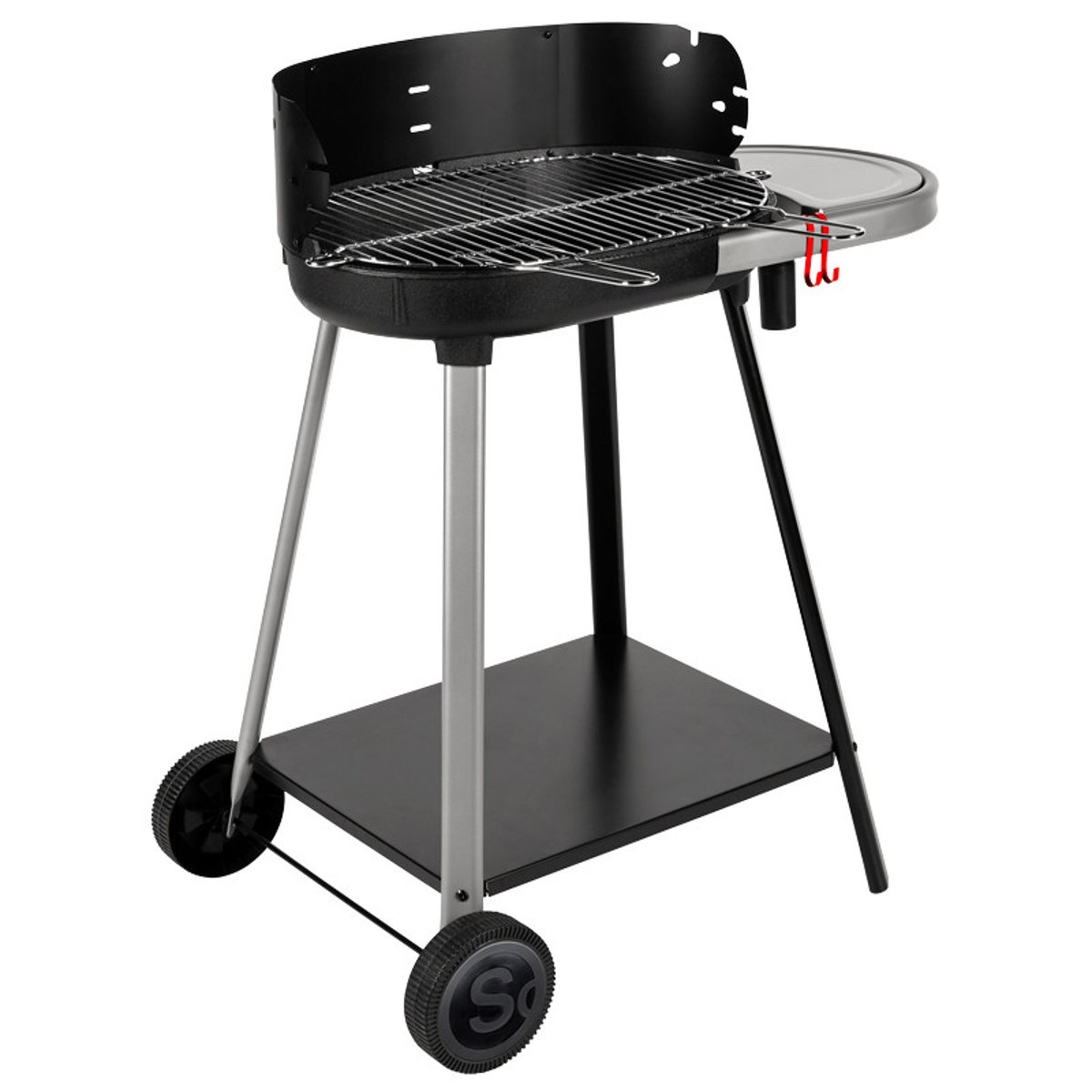 Barbecue à charbon de bois sur chariot noir, noir, noir, SOMAGIC