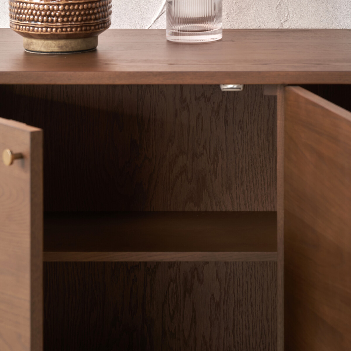 Elion Retro Dark Ash Wood 3 Door Sideboard dark wood, SO'HOME