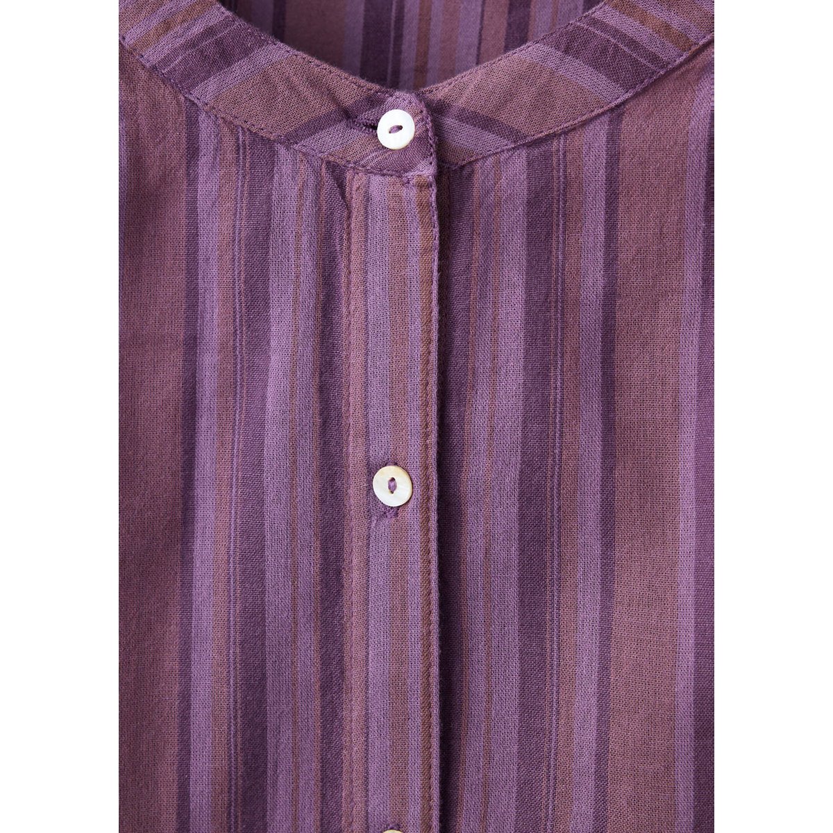 Blouse en coton rayé avec détail froncé lilas, MANGO TEEN