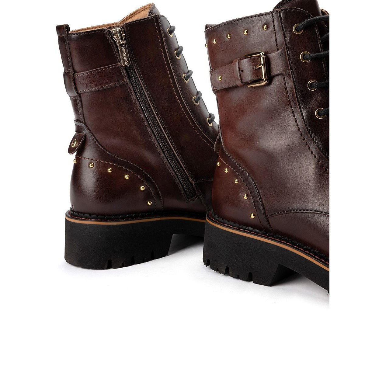 Schnürstiefel aus Leder mit Nieten, VICAR dunkelbraun, PIKOLINOS