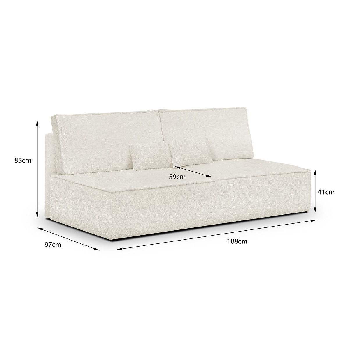 Canapé convertible 3 places en tissu bouclé - MILLA beige, HOMIFAB