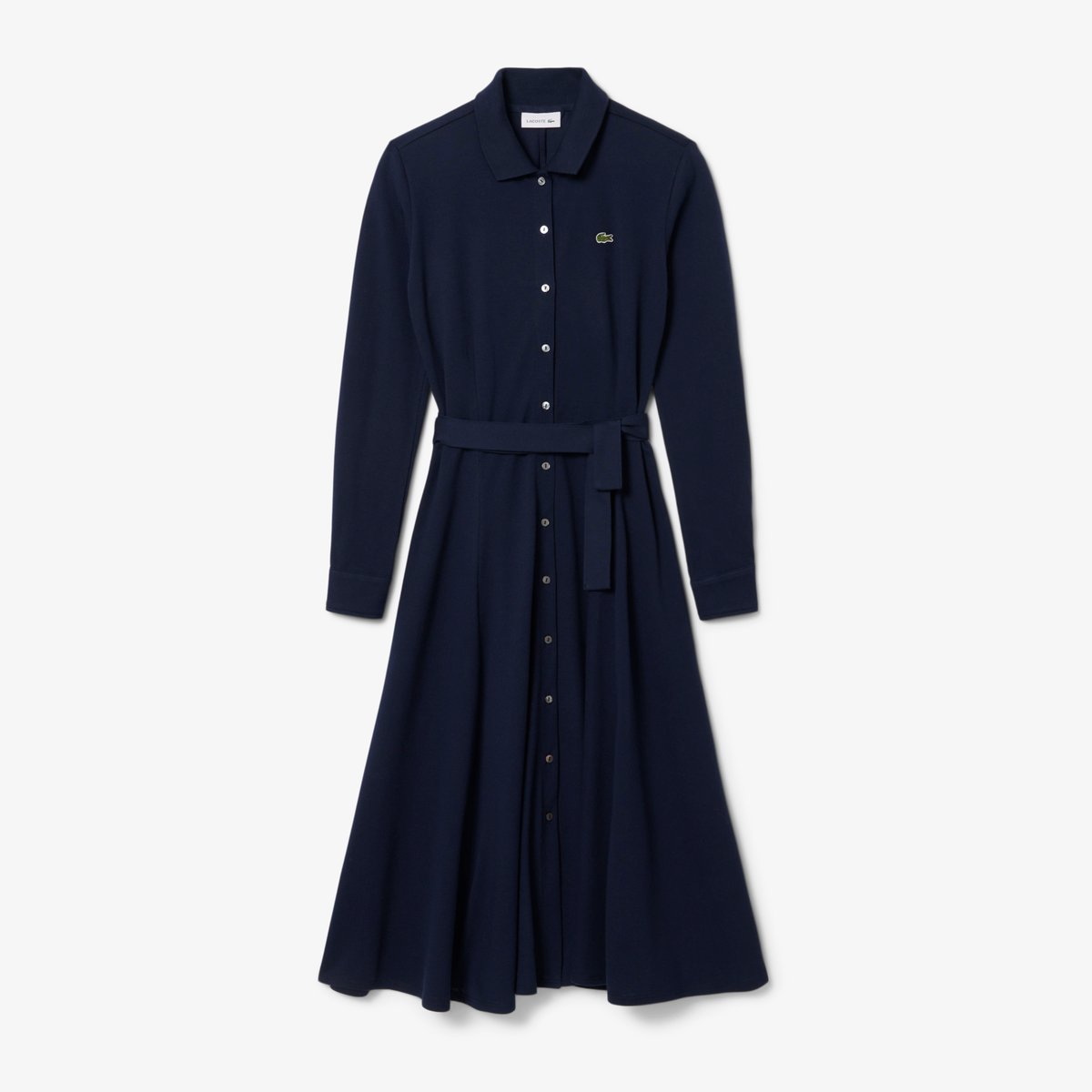 Robe col polo Petit Piqué ceinturée bleu-166, LACOSTE