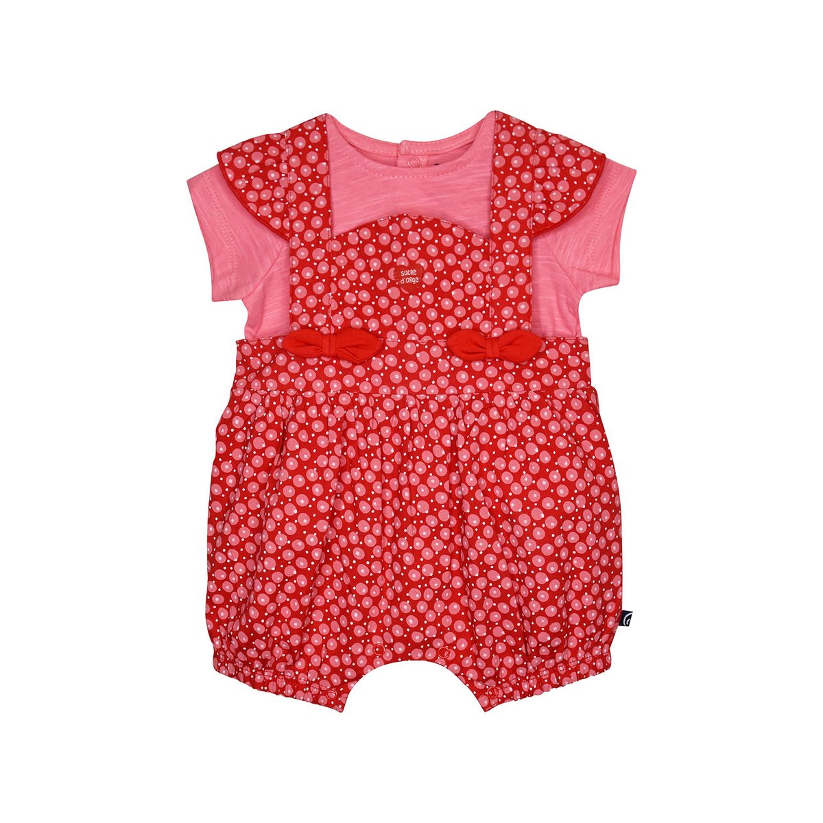 Tee shirt salopette graziella court naissance rouge, SUCRE D'ORGE