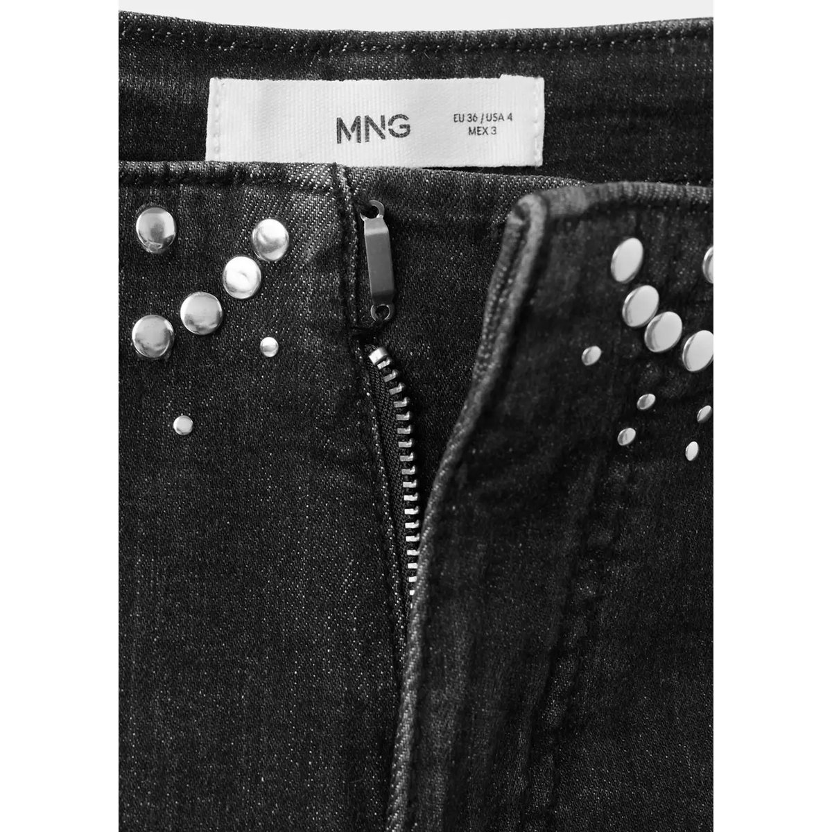 Mini short clouté black denim, MANGO TEEN