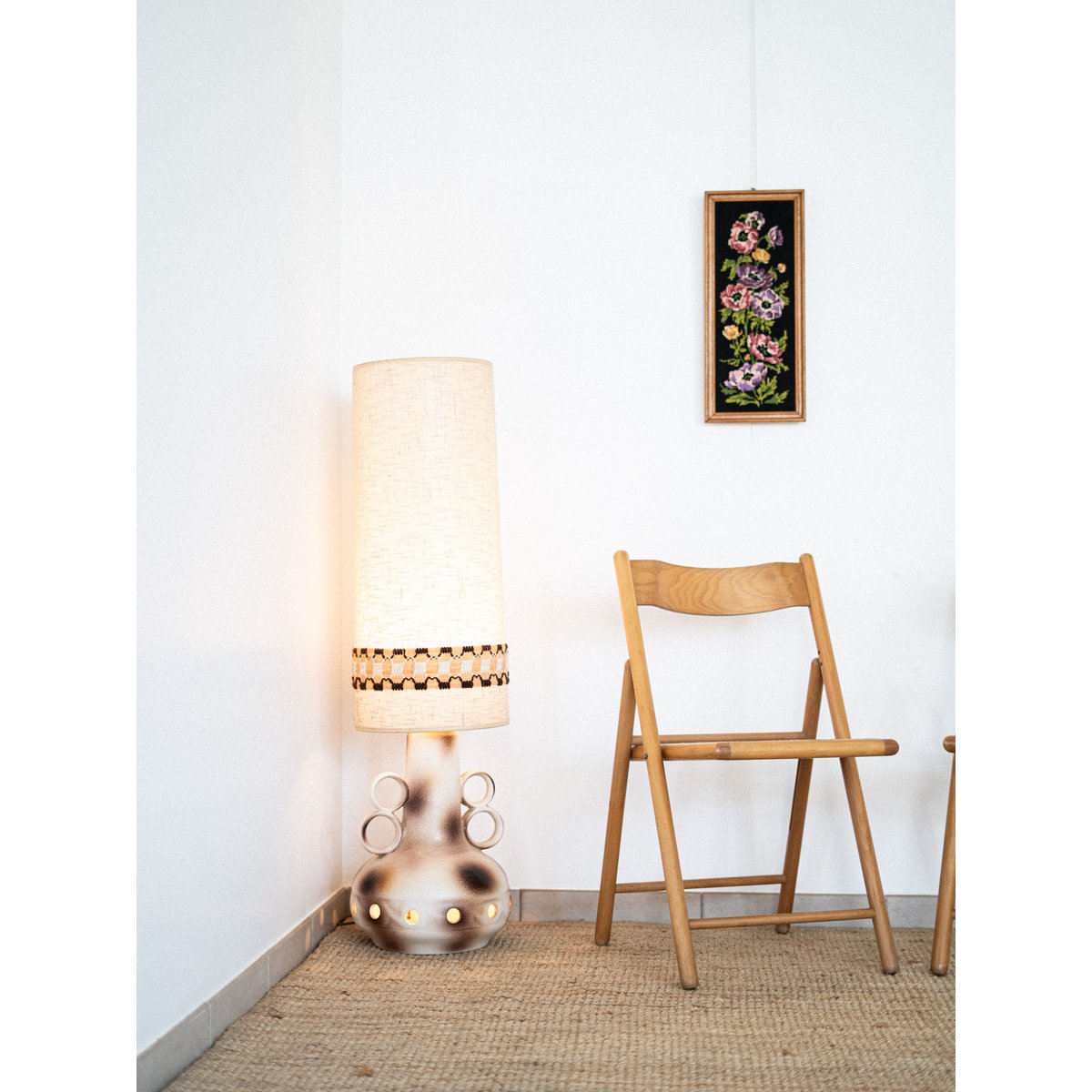 Lampadaire en céramique Julien N°171 - Bon état beige, DEBONGOUT