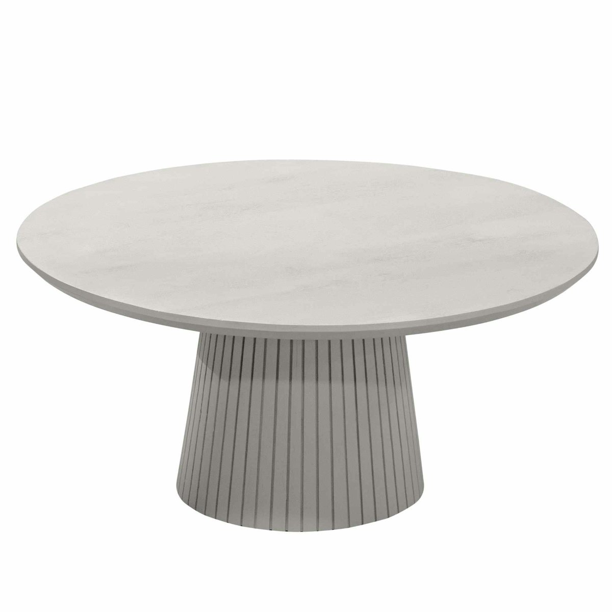Table basse ronde en bois, pied rainuré CALERO gris, PIER IMPORT