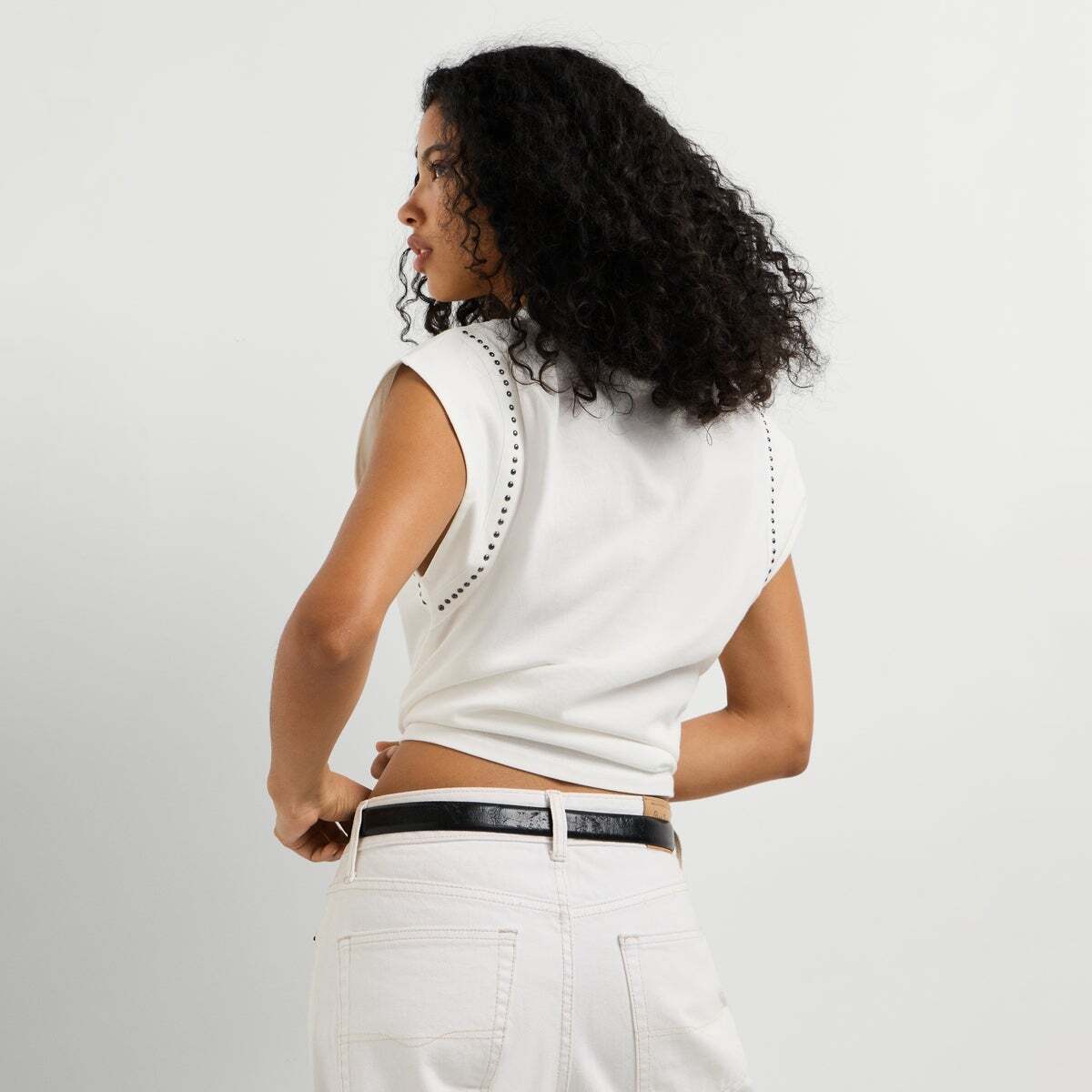 T-Shirt Avec Détail Clous blanche mousse, PEPE JEANS