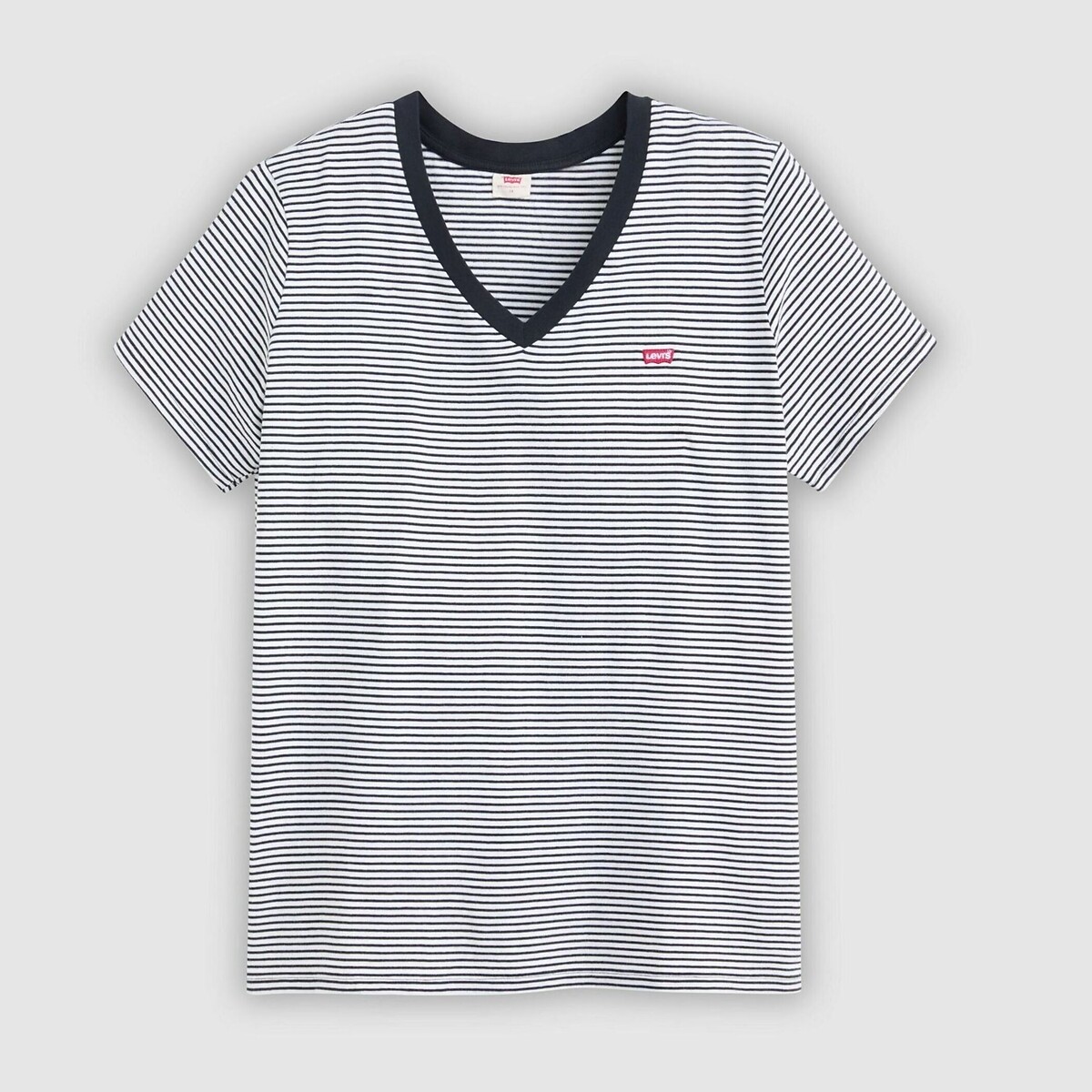T-shirt rayé col V, à manches courtes rayé noir/blanc, LEVI’S PLUS