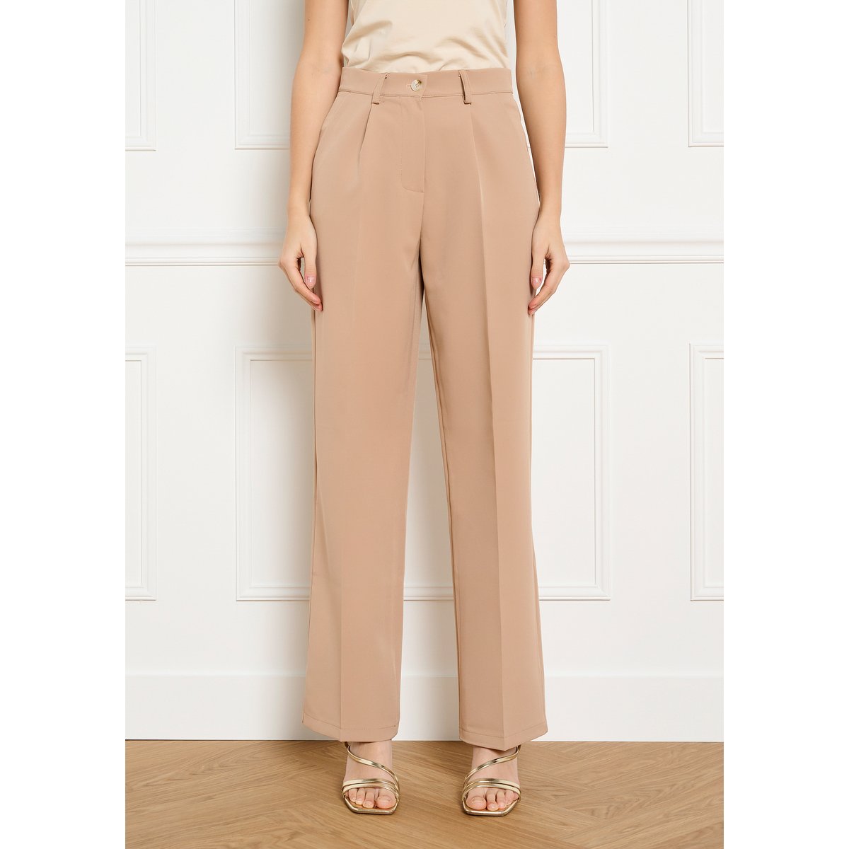 Pantalon classique fluide clair camel, LOLALIZA