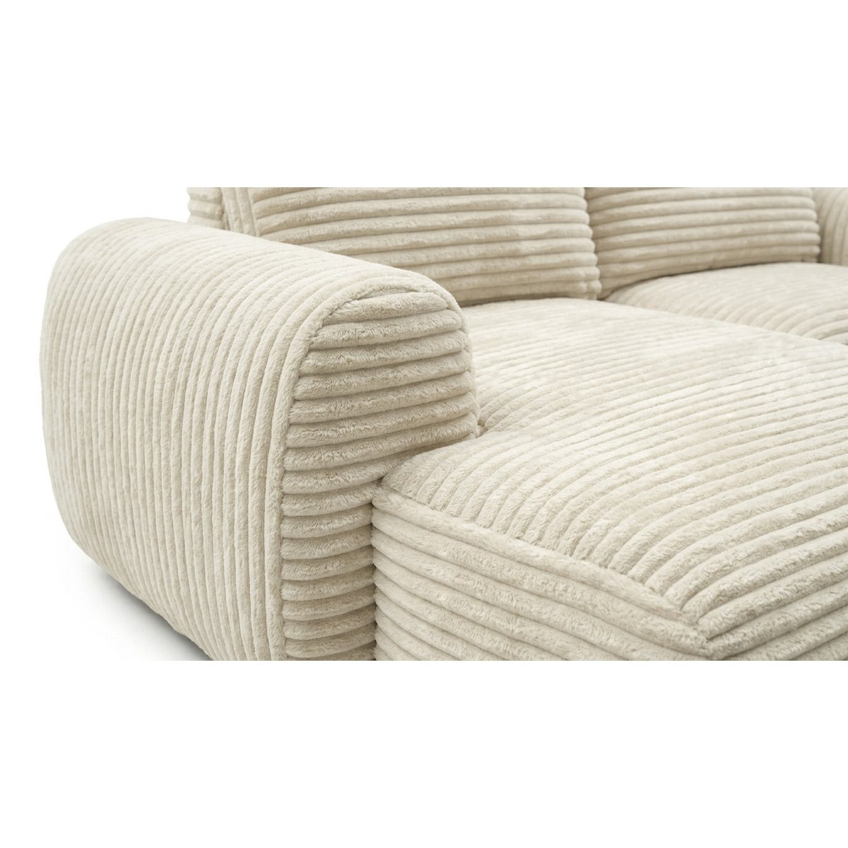 Canapé d'angle convertible 2,5 places en gros côtelé doux, LUCIEN beige, BOBOCHIC