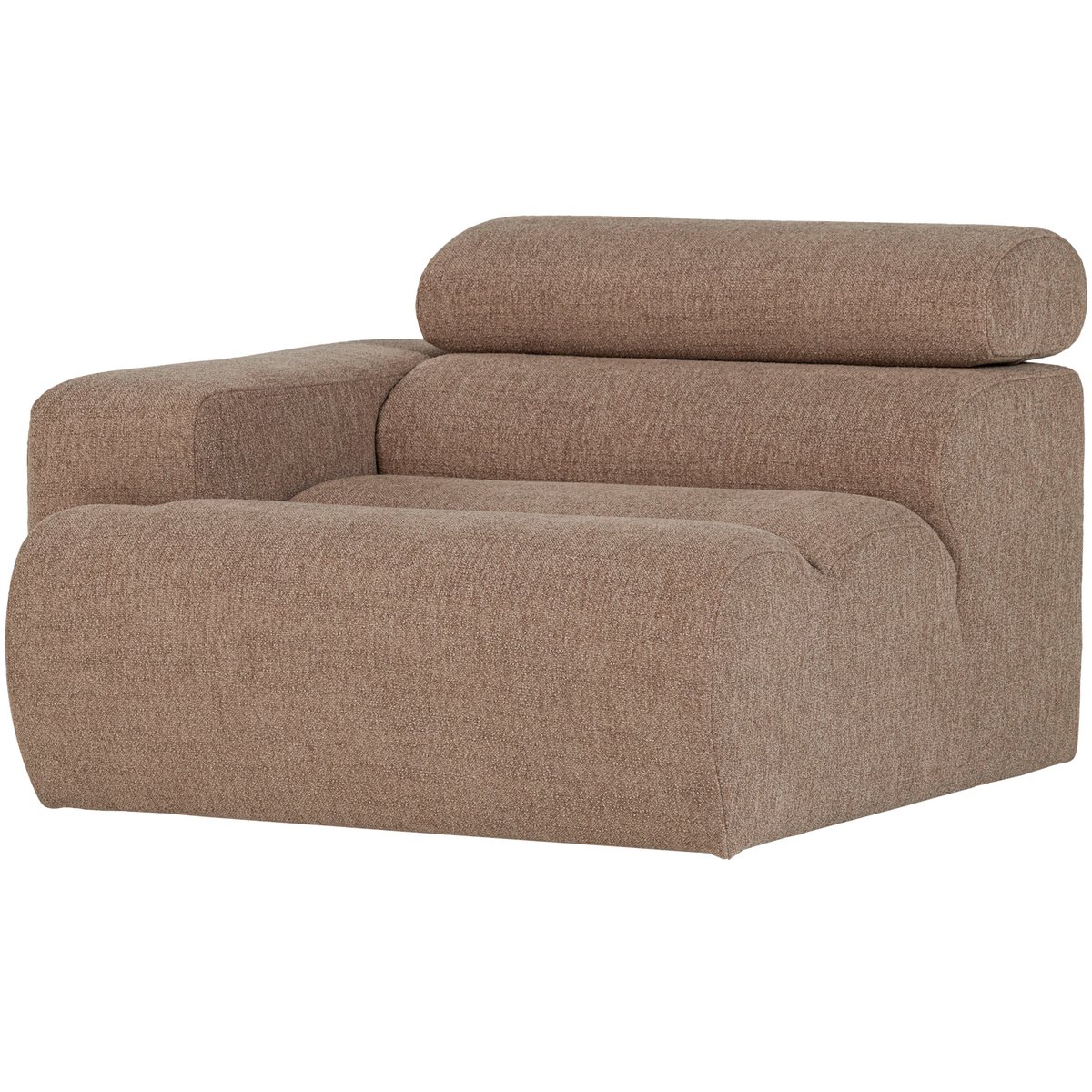 Élément d'angle gauche 1 place en tissu NOVI taupe, WOOOD