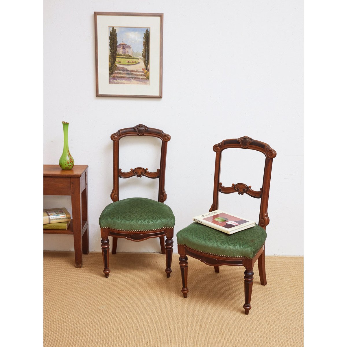 Paire de 2 chaises style Napoléon Claude N°1465 - Bon état bois clair, DEBONGOUT