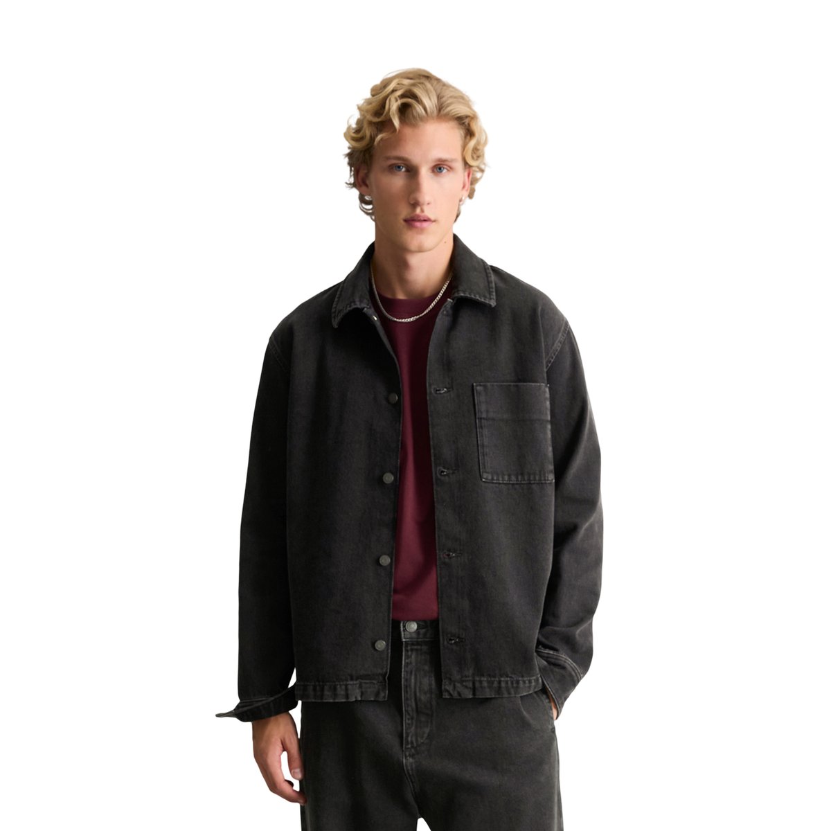 Surchemise en denim, coupe classique en pur coton biologique noir, MARC O’POLO DENIM
