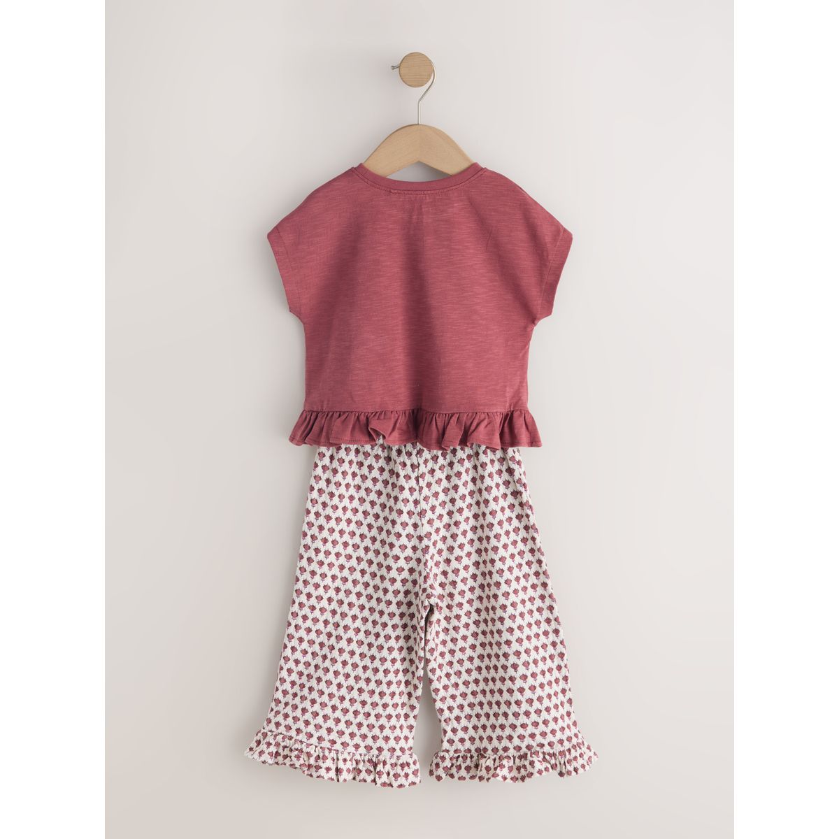 Ensemble haut et pantalon large fleur rouge/brune, NEXT