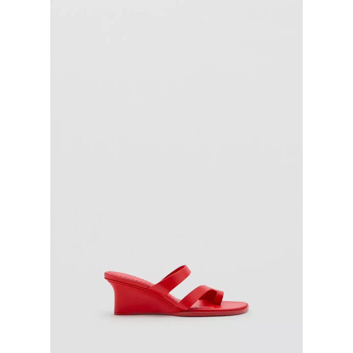 Sandales compensées cuir rouge, MANGO
