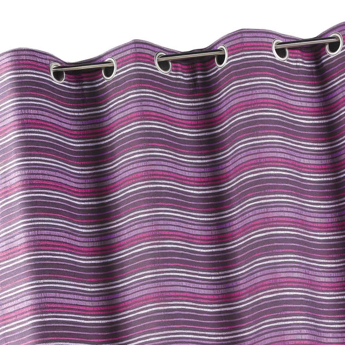 Rideau jacquard isolant à fines rayures prune, HOME MAISON