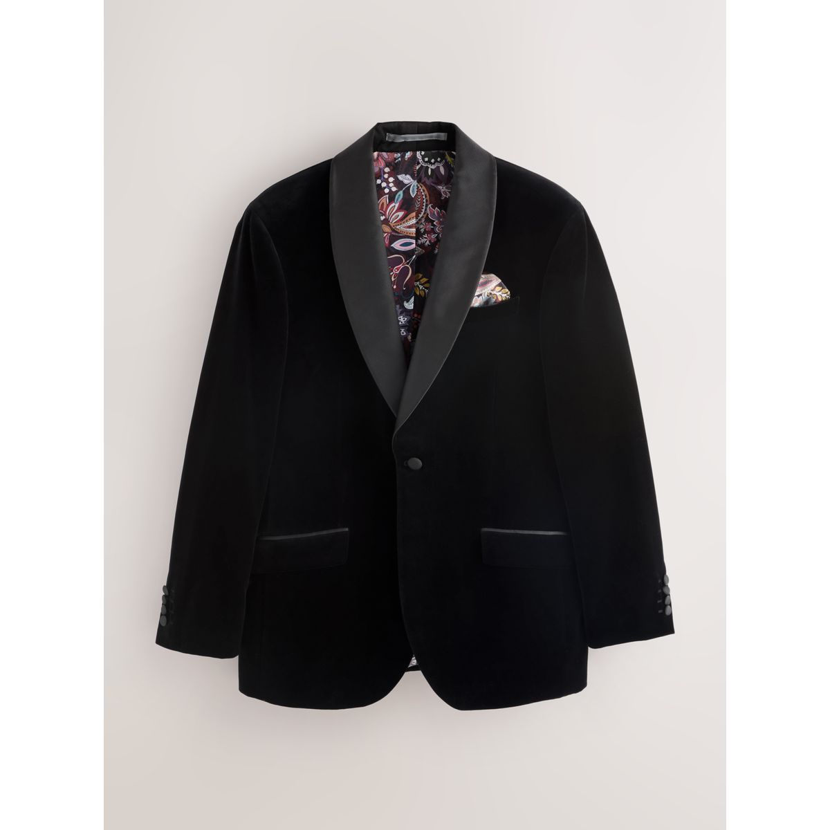 Blazer en velours pontoglio à col châle Signature noir, NEXT