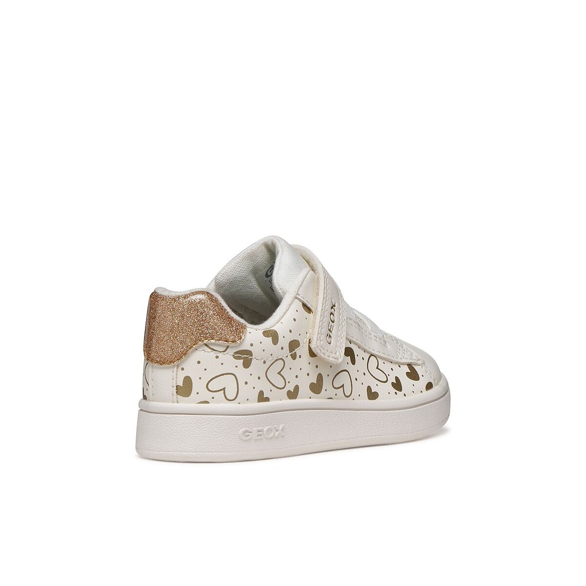 Baskets respirantes ECLYPER, lacets élastiques blanc/doré, GEOX