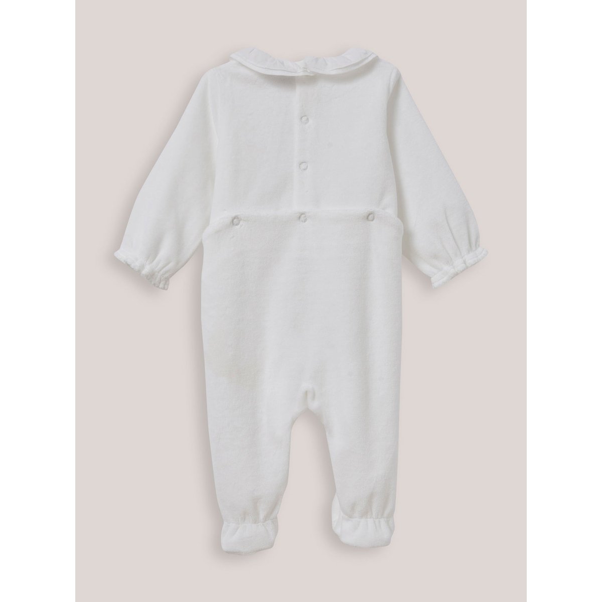 Dors-bien en velours avec collerette blanc doux, CYRILLUS