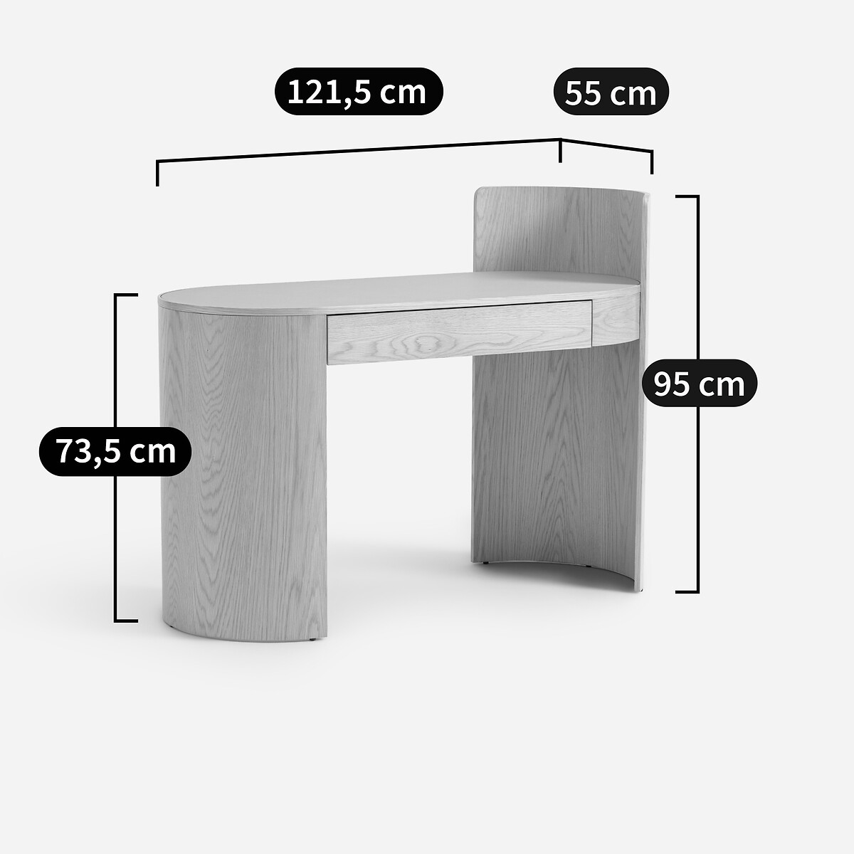 Bureau en plaqué chêne et cuir, Abbas chêne, AM.PM