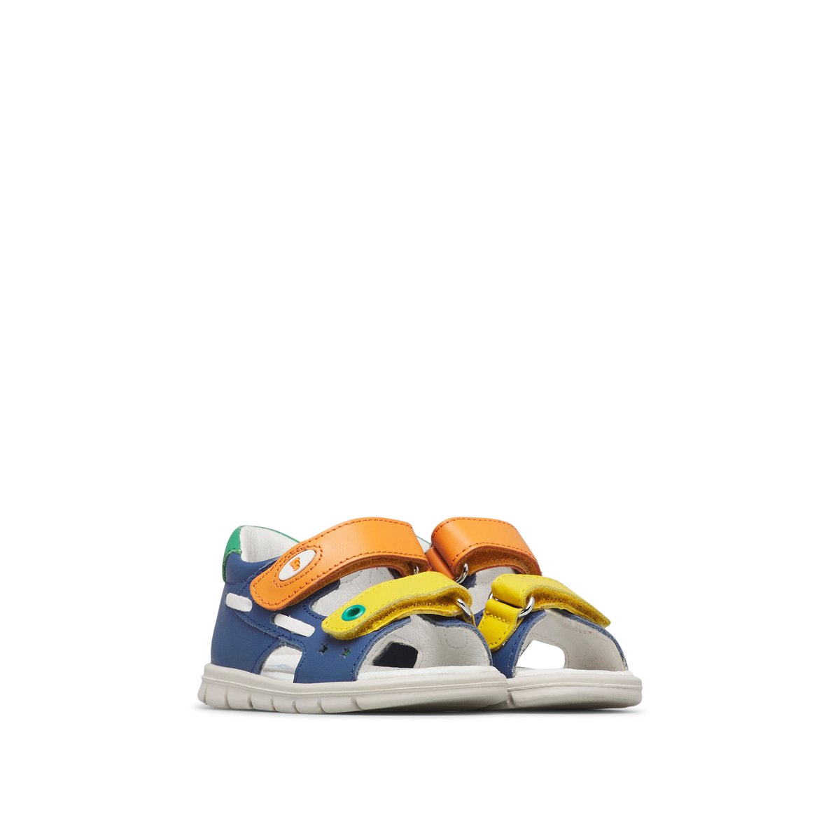 Sandales en cuir PLIRO marine-jaune, FALCOTTO