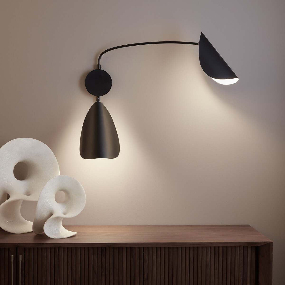 Funambule Contemporary Metal 2-Arm Wall Light black, AM.PM