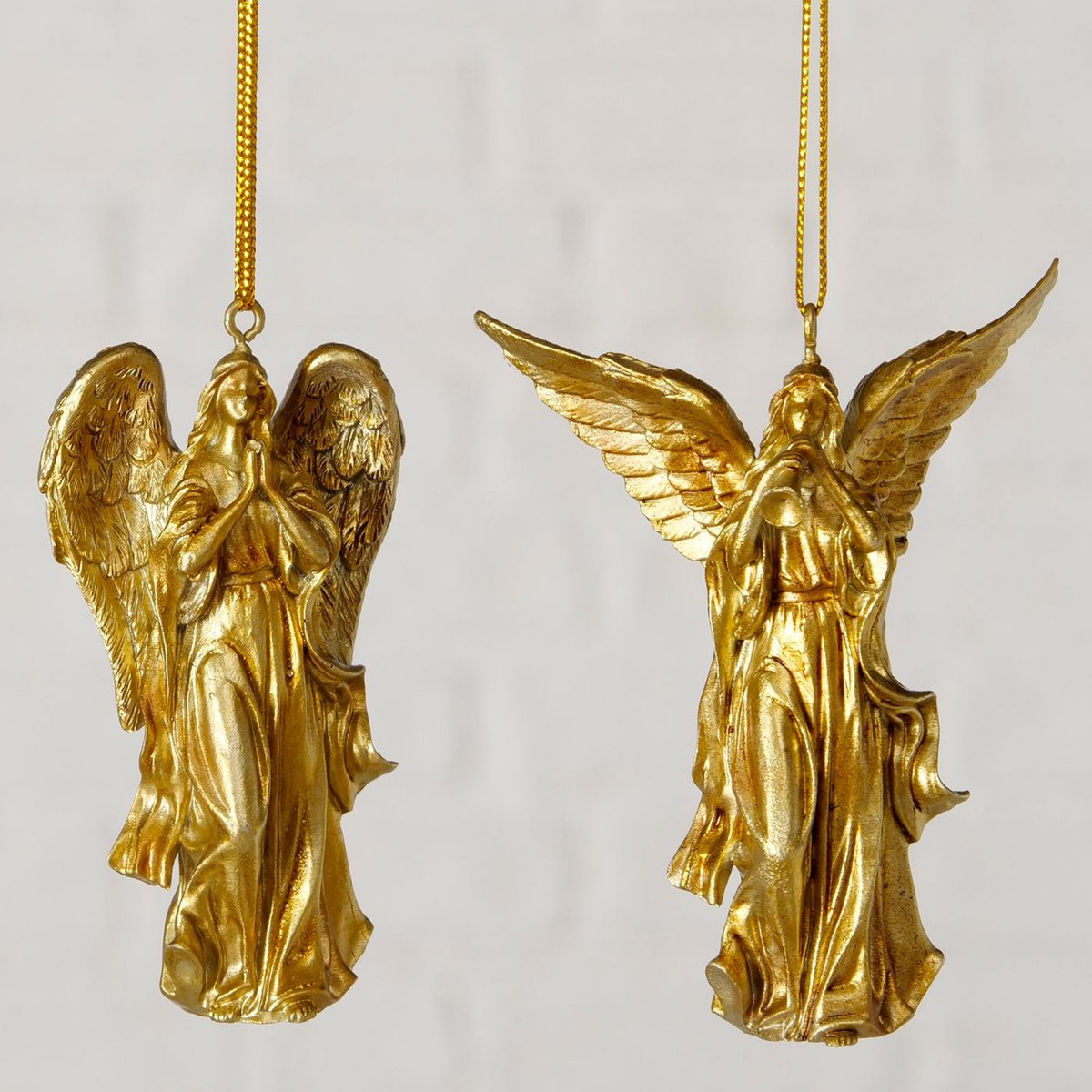 Set de 2 boules de Noël en résine dorée anges 6.5x2.5x8cm doré, WADIGA