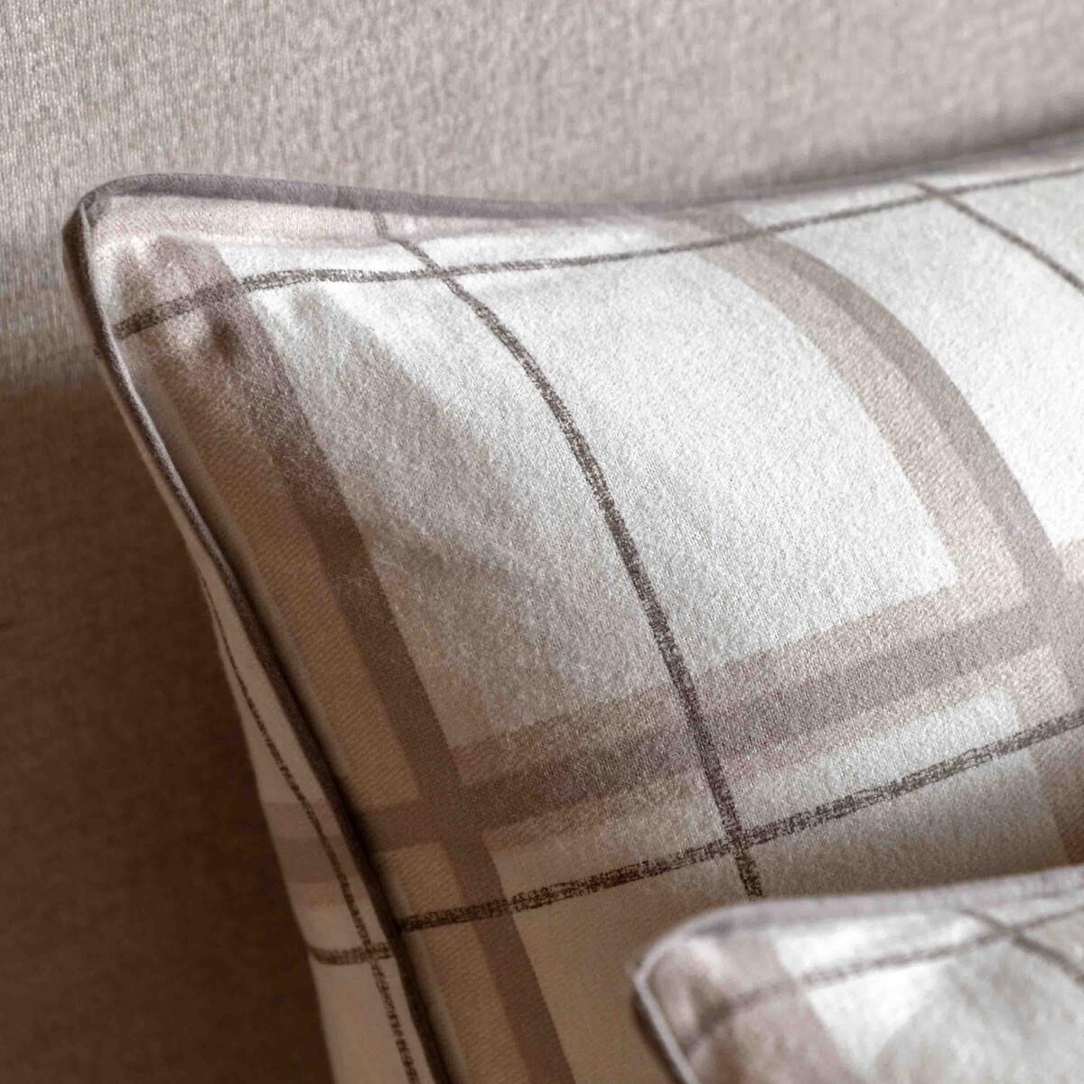 Woodrow Check Brushed Cotton Duvet Cover and Pillowcase Set natural, ÉDITÉ