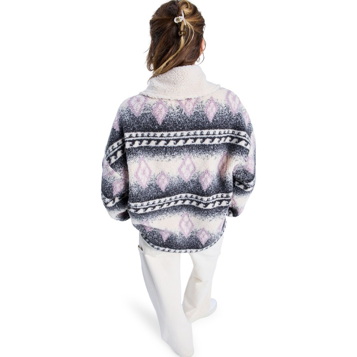 Veste zippée en sherpa oversize FEELS LIKE WINTER. marron parchment feel like winter, ROXY