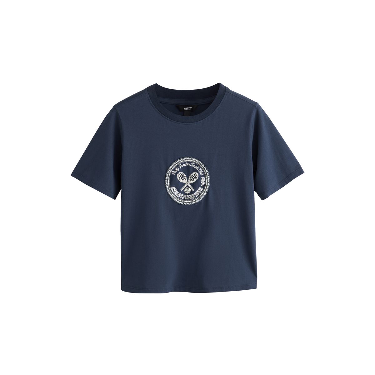 T-shirt ras du cou à manches courtes tennis bleu marine, NEXT
