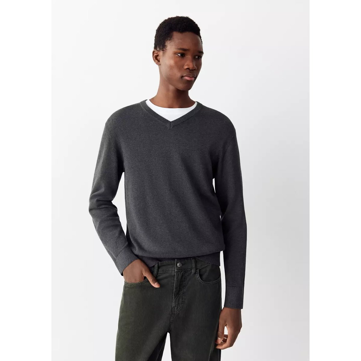 Jean relaxed-fit effet délavé gris anthracite, MANGO TEEN