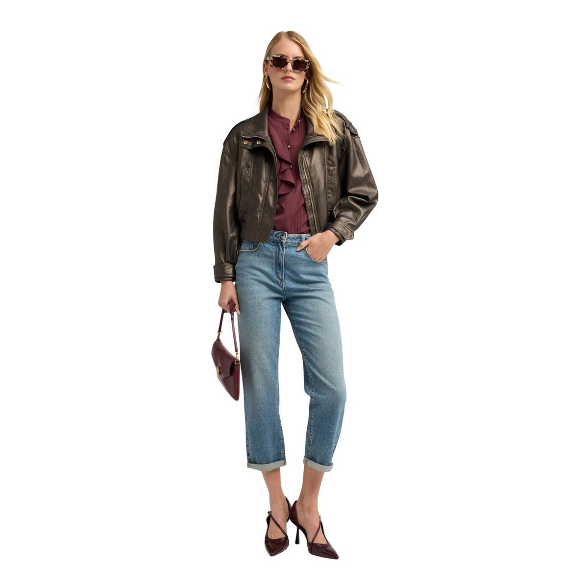 Jean boyfriend avec revers light - blue, MOTIVI