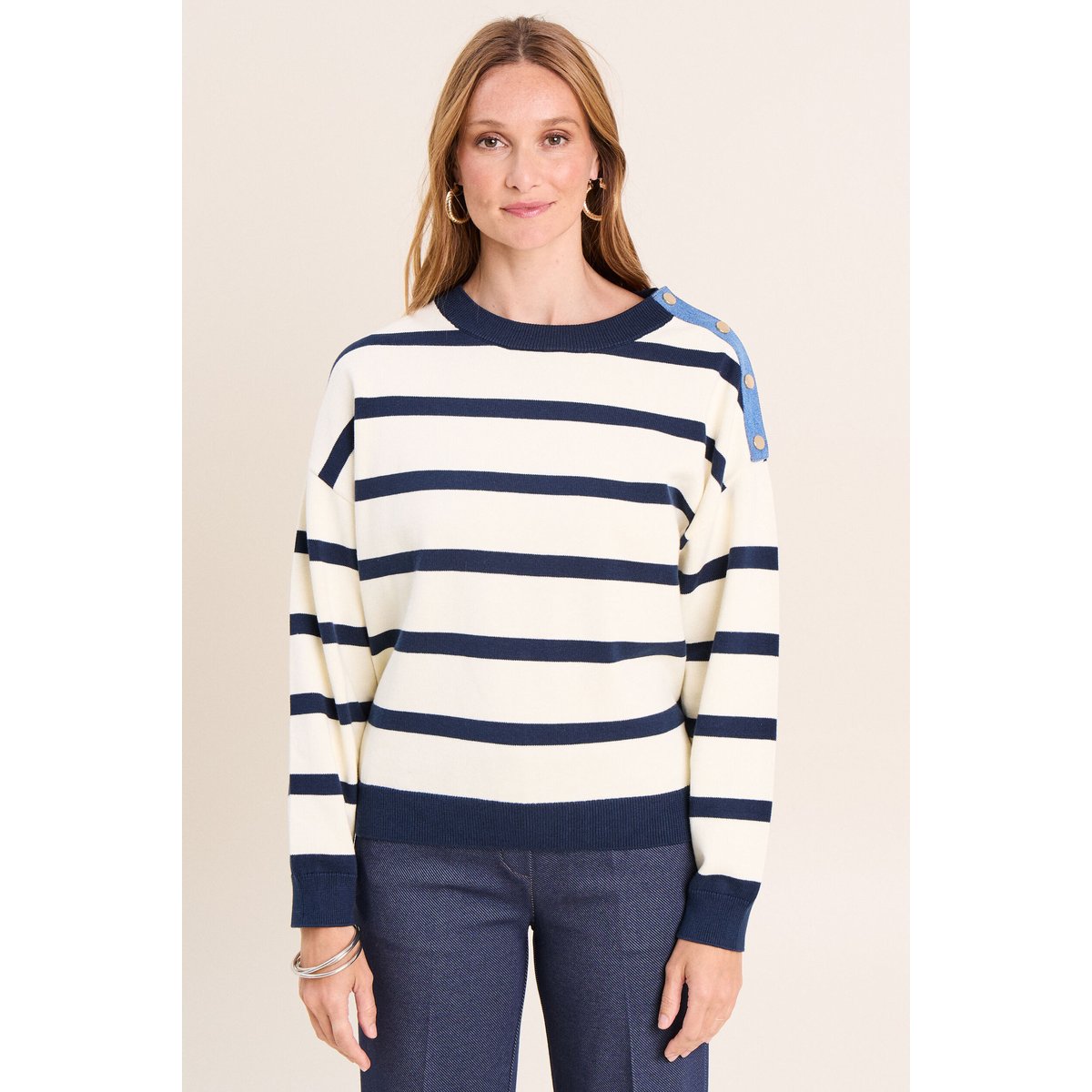 Pull col rond manches longues bleu, BREAL
