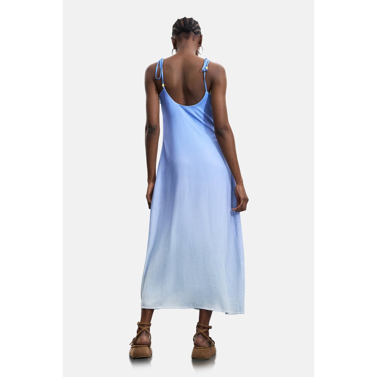 Robe longue imprimée bleu, DESIGUAL