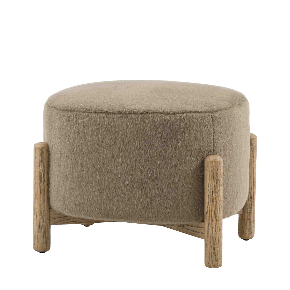 Tristan Faux Fur Footstool khaki, ÉDITÉ