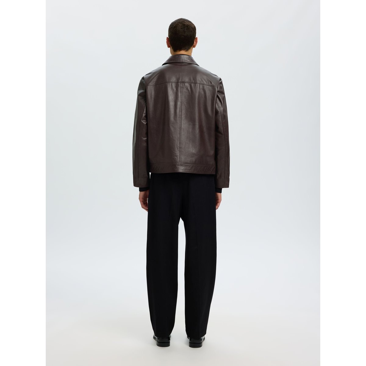 Veste En Cuir marron - demitasse1, SELECTED