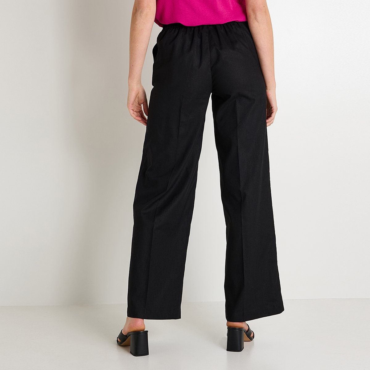 Pantalon large en lin mélangé noir, GRAIN DE MALICE