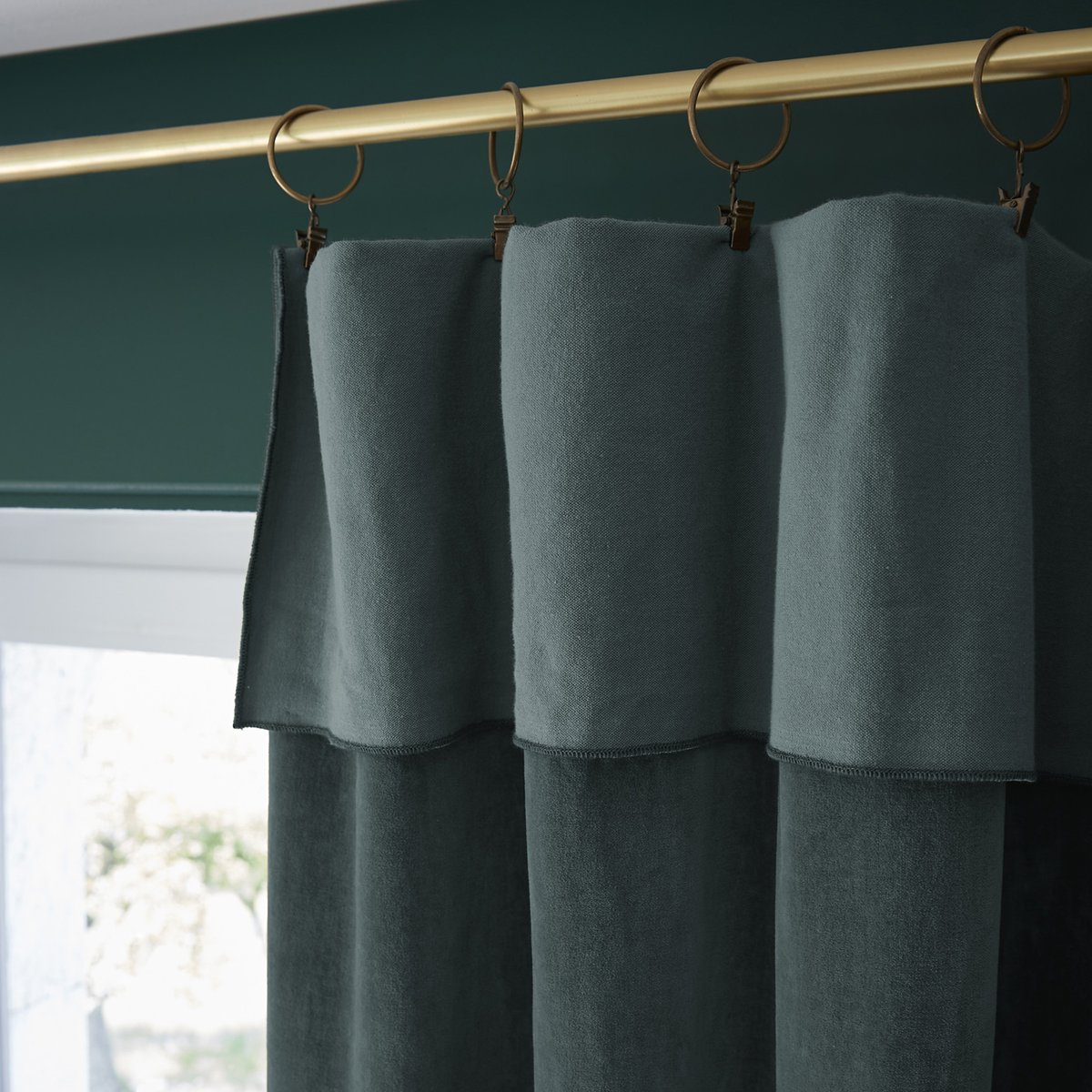 Rideau ajustable 100% velours de coton ardoise, EDEN