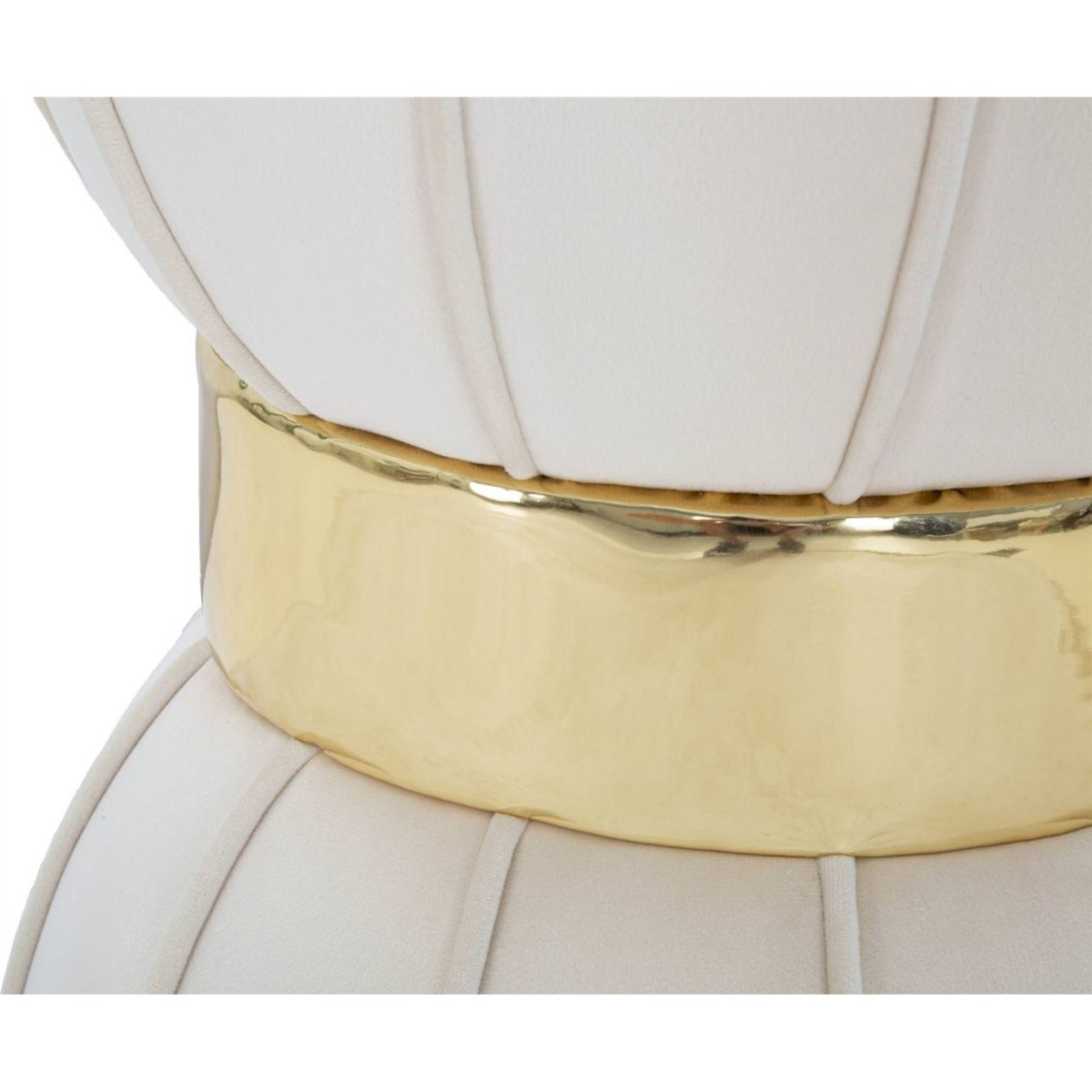 Tabouret bois de pin assise velours GLAM crème et doré, RECOLLECTION