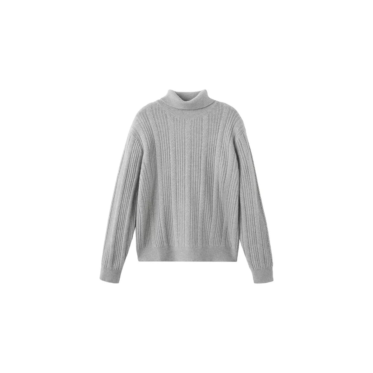 Pull-over col roulé structuré gris, MANGO MAN
