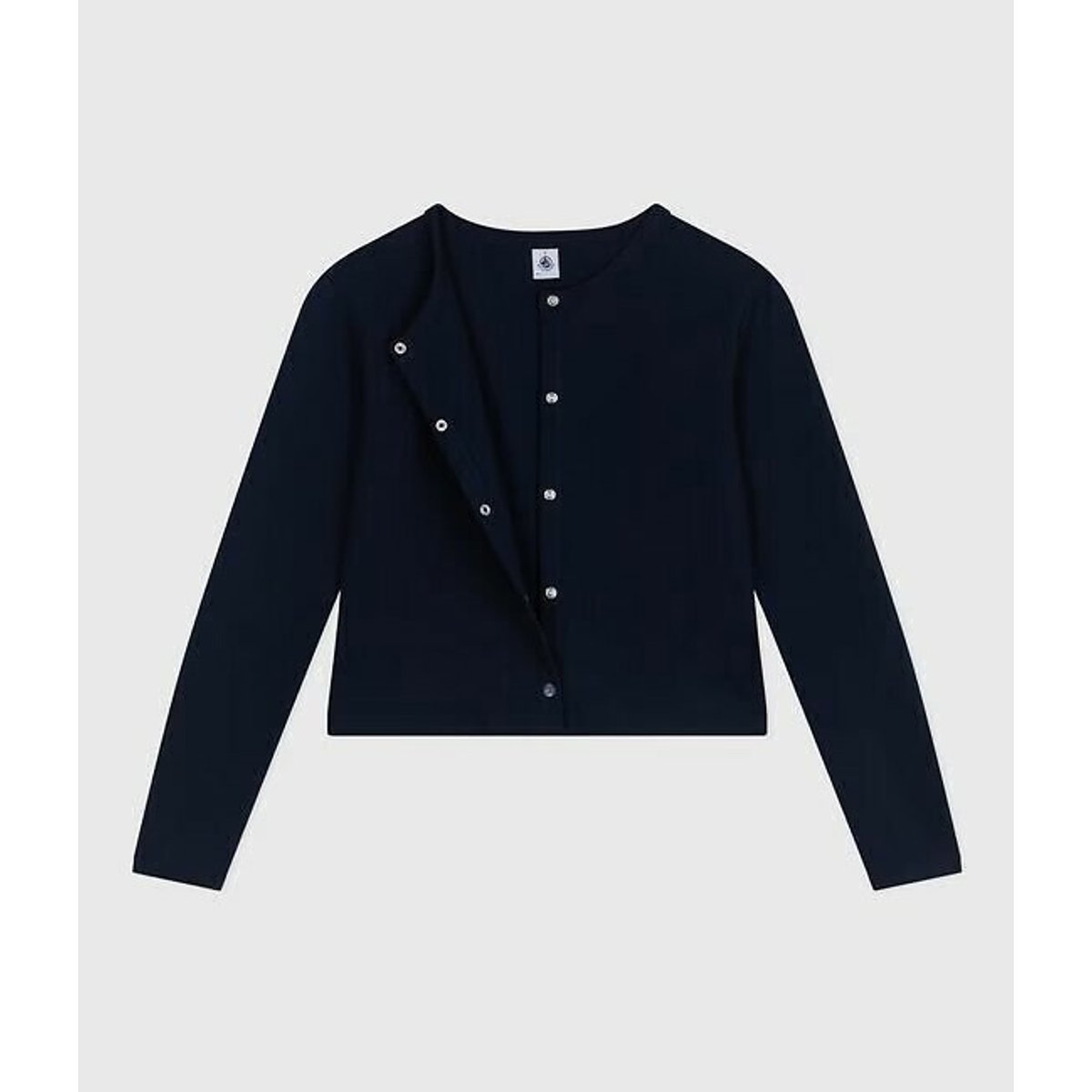 Cardigan femme en coton uni bleu marine, PETIT BATEAU