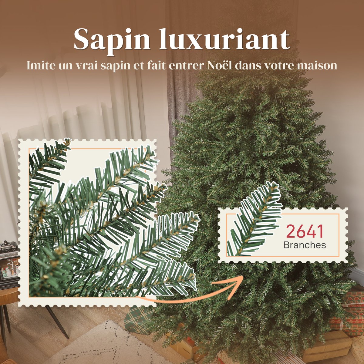 Sapin de Noël Plastique Vert vert, HOMCOM