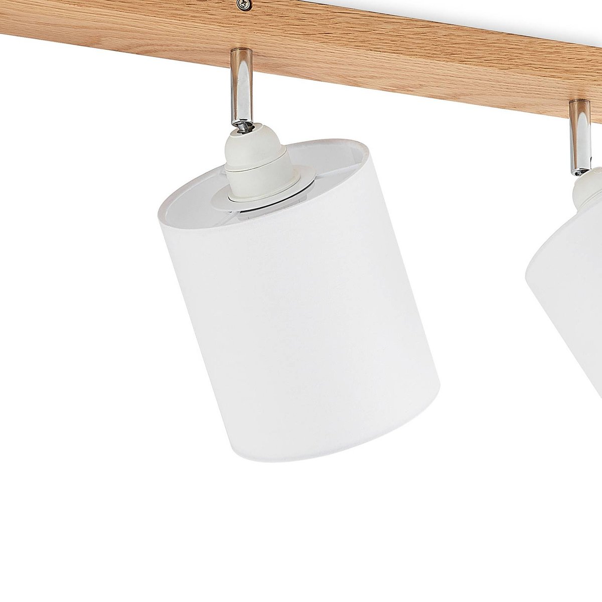 Spot en bois scandinave, Imarin bois clair, blanc, LINDBY