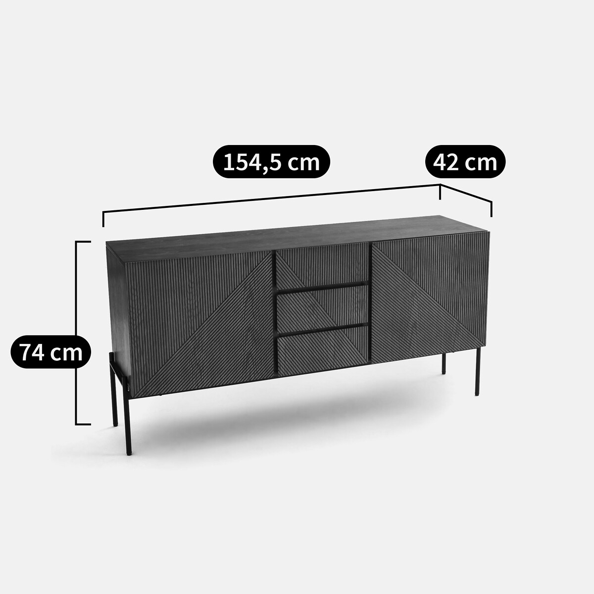 Buffet vintage 2 portes 3 tiroirs, Lodge coloris noyer, LA REDOUTE INTERIEURS