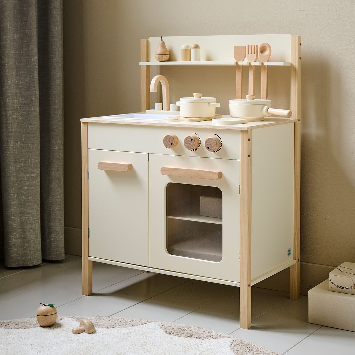 Cuisine en bois enfant CHANTILLY beige, PETITE AMELIE