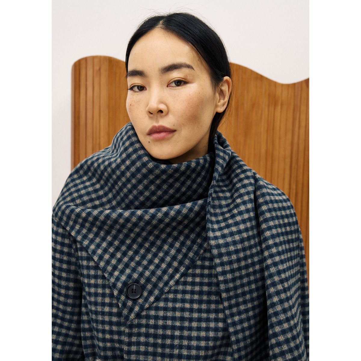 Manteau en laine col roulé SHADOW bleu marine, FRNCH