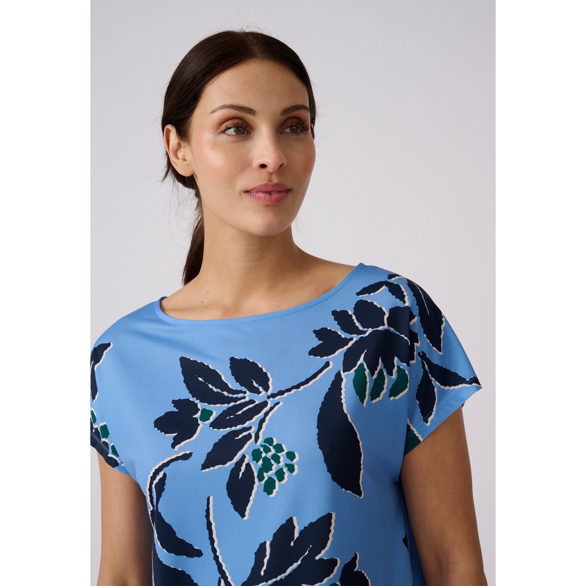 T-shirt en maille crêpe bleu, DAMART