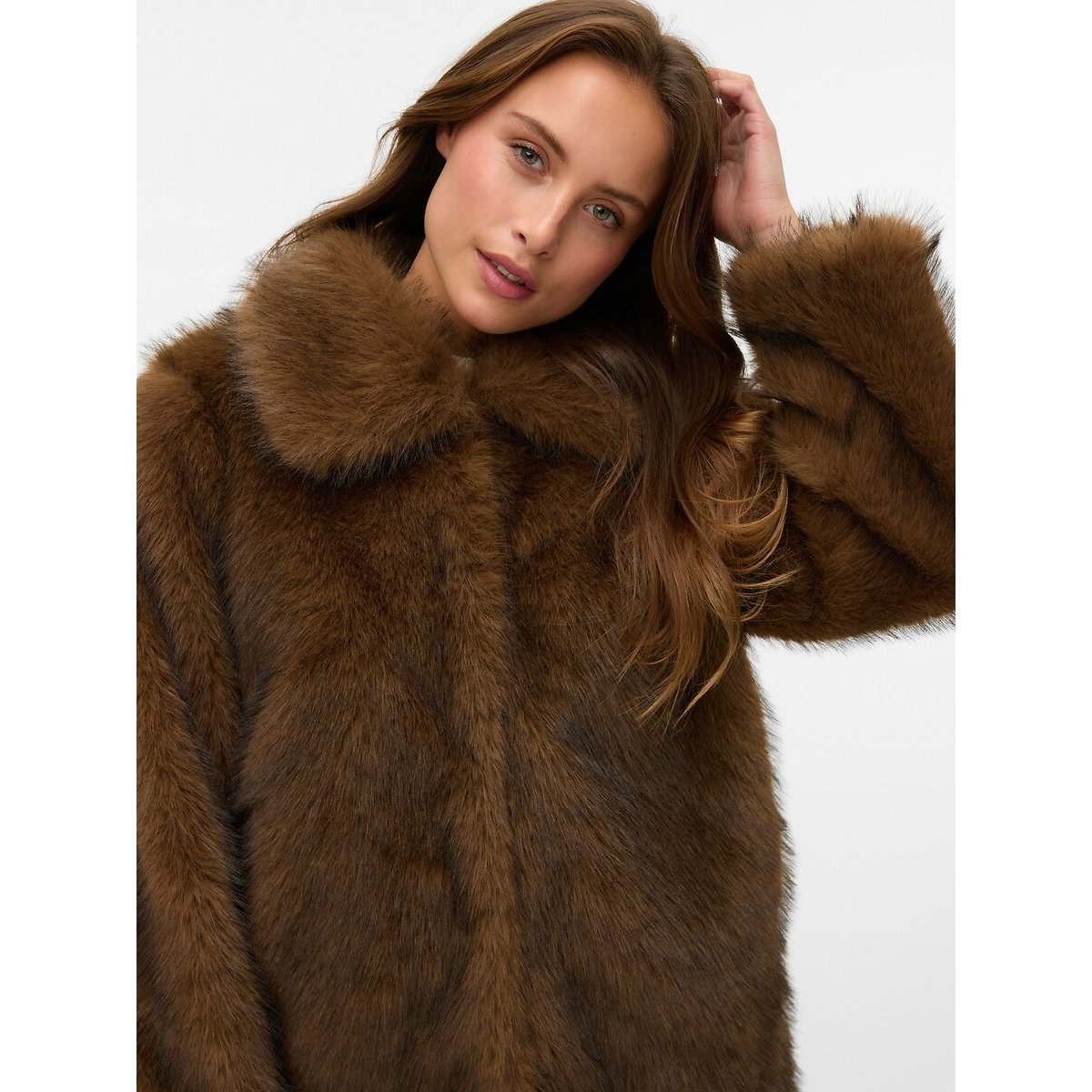 Cappotto in finta pelliccia marrone, VERO MODA