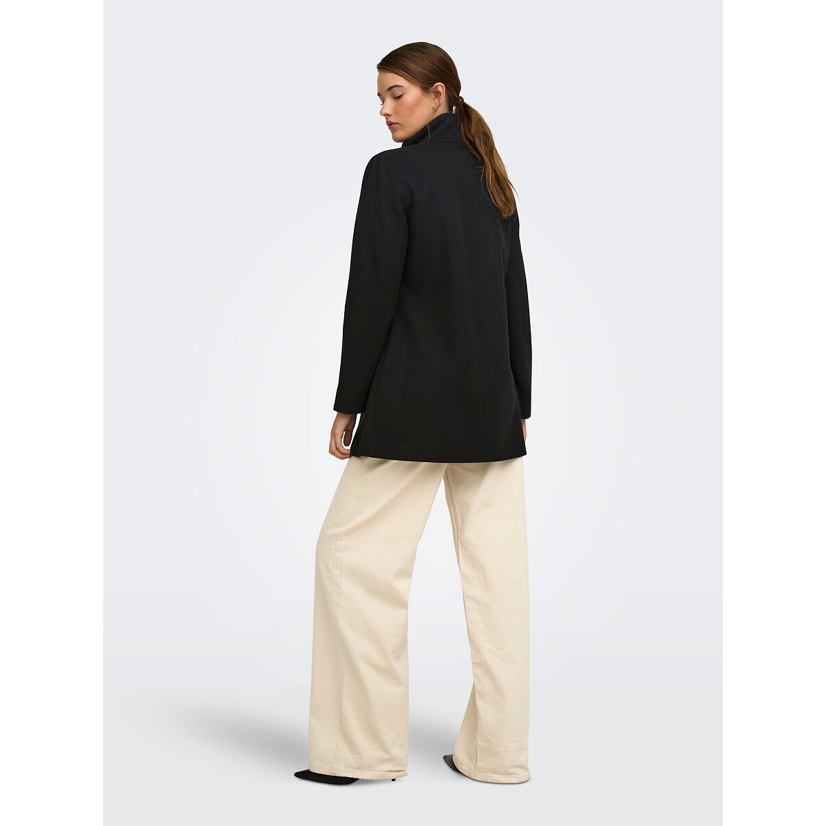 Manteau mi-long col montant noir, ONLY