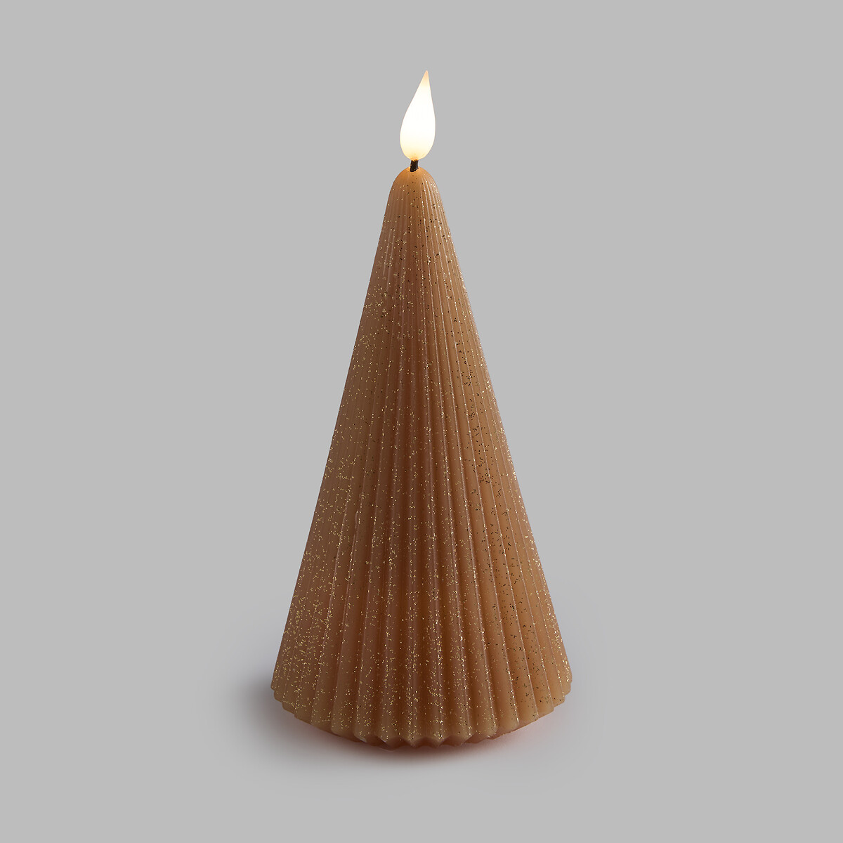 Bougie LED forme sapin, en cire pailletée, hauteur 19 cm, CASPAR moka, LA REDOUTE INTERIEURS